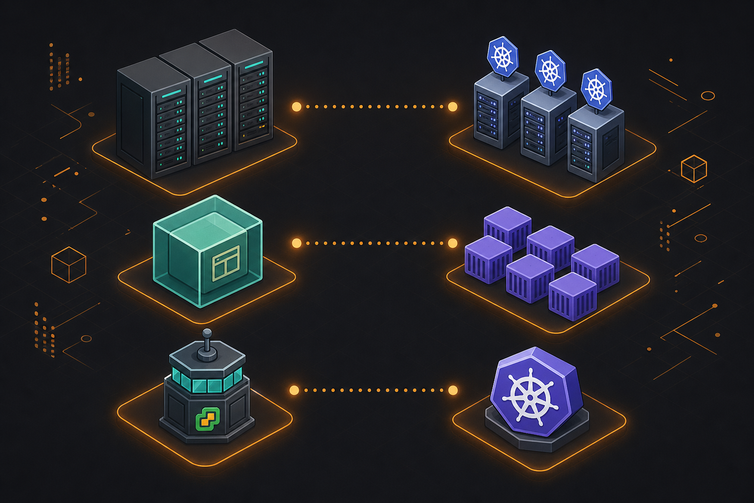 VMware concepts mapped to Kubernetes equivalents — servers, VMs, and control plane